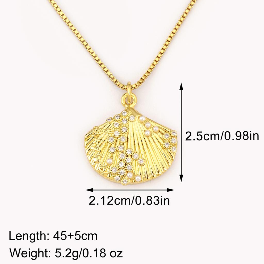 Nidin New Fashion Lucky Shell Shape Inlaid Pearl Crystal Zircon Pendant Necklace For Women Female 4 Styles Choice Jewelry Gifts