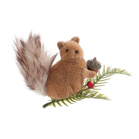 Yousheng Christmas Squirrel Ornament Foam Plush Squirrel Figurine with Pinecones Branches Furry Forest Animal Hanging Decoration for Holiday Xmas Tree