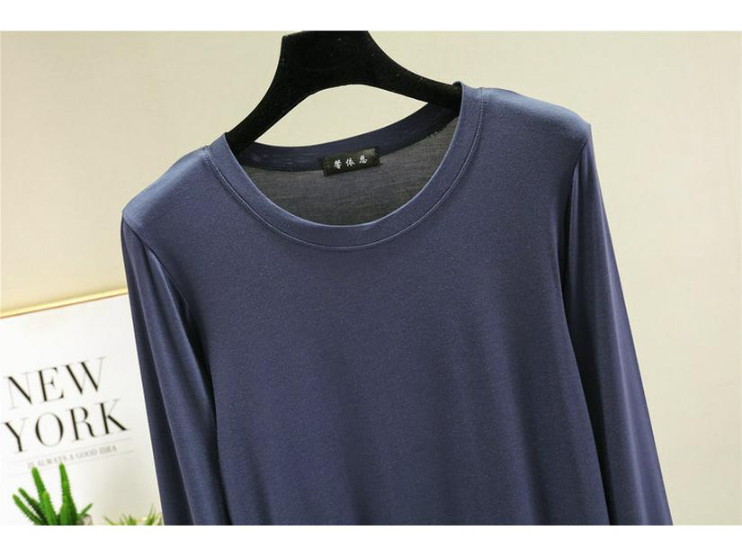 Damski jesienny zestaw piżamowy z bawełny modalnej – bluzka z długim rękawem i spodnie z szerokimi nogawkami