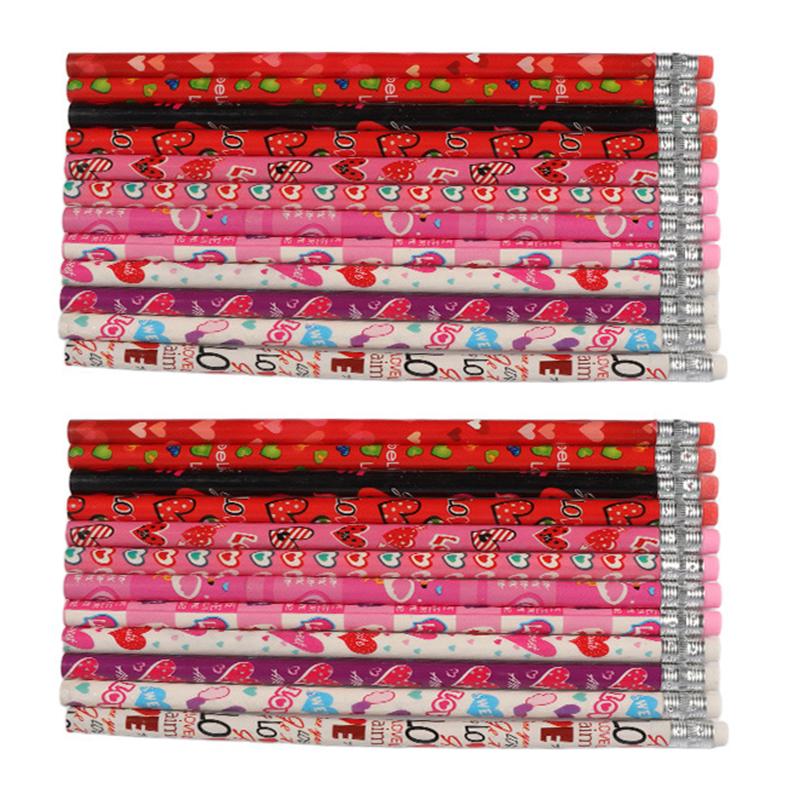 

WTEMPO DIY Valentine s Day Party Favors Valentine Pencils with Erasers School Supplies Classroom Exchange Prizes Gifts Back-to-school Stationery 24pcs різнокольоровий