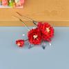 Red Silk Flower Ancient Style Hairpin and U-Shaped Pin Hair Accessory for Qipao, Hanfu, or Wedding