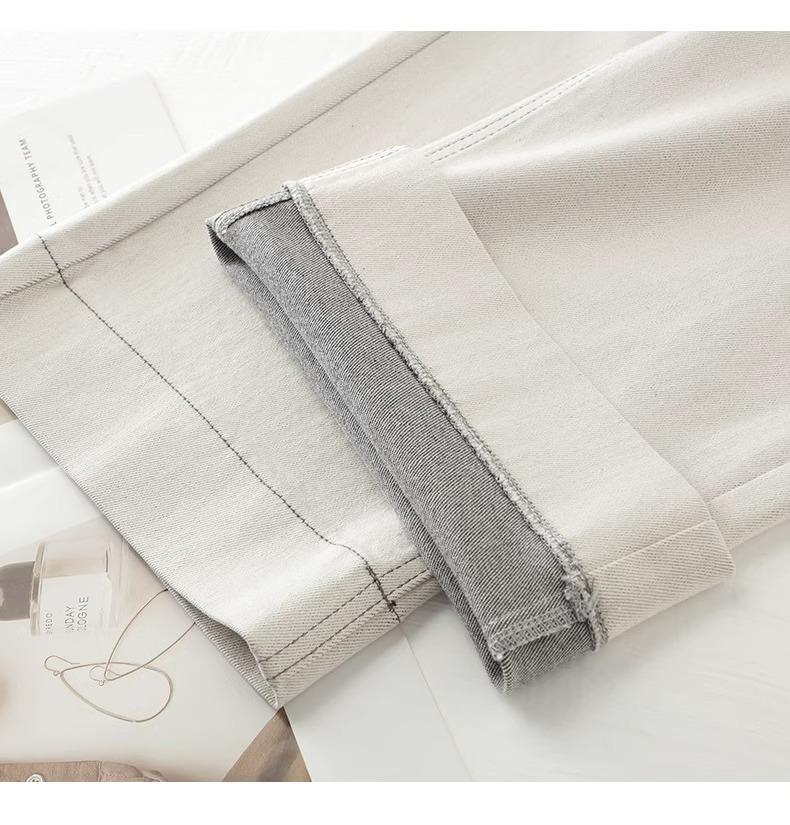 Women's 2025 Trendy High-Waisted Grey-White Wide-Leg Slimming Jeans for Spring & Autumn