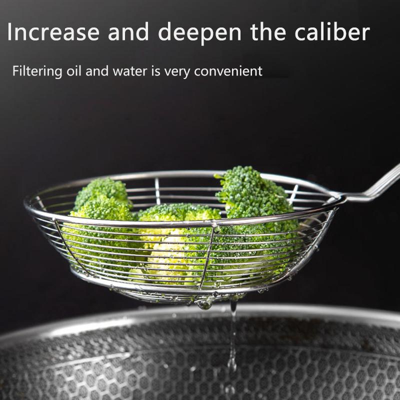 Skimmer Slotted Spoon Stainless Steel Heat-Resistant Handle Fryer Basket Skimming Ladle Cooking Skimmers Round Frying Colander