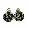 Light luxury high-end acetic acid exaggerated round earrings femininity new s111 silver needle retro personalized leopard print earrings