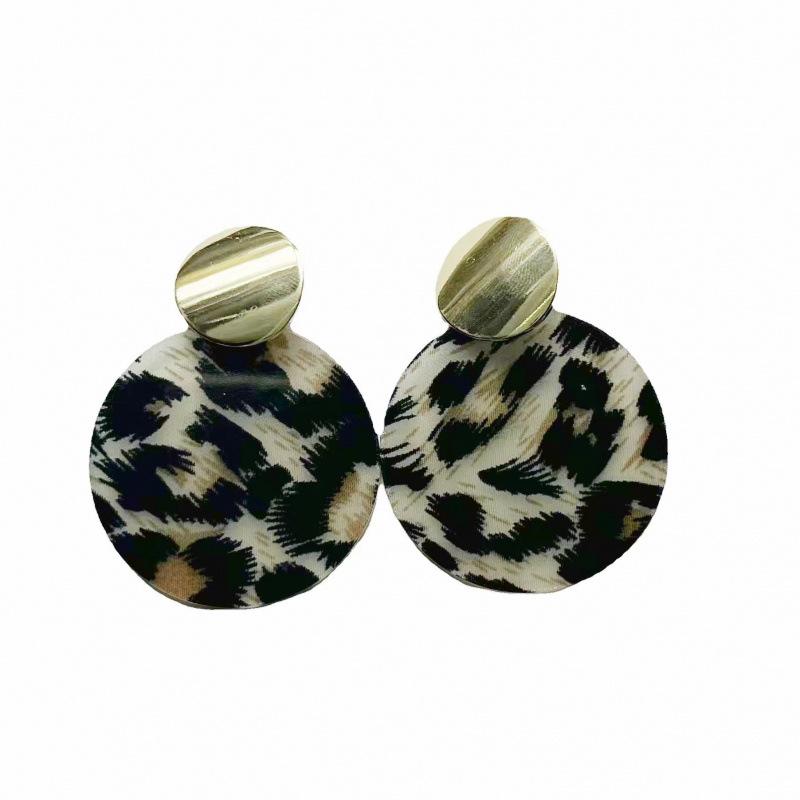 Light luxury high-end acetic acid exaggerated round earrings femininity new s111 silver needle retro personalized leopard print earrings