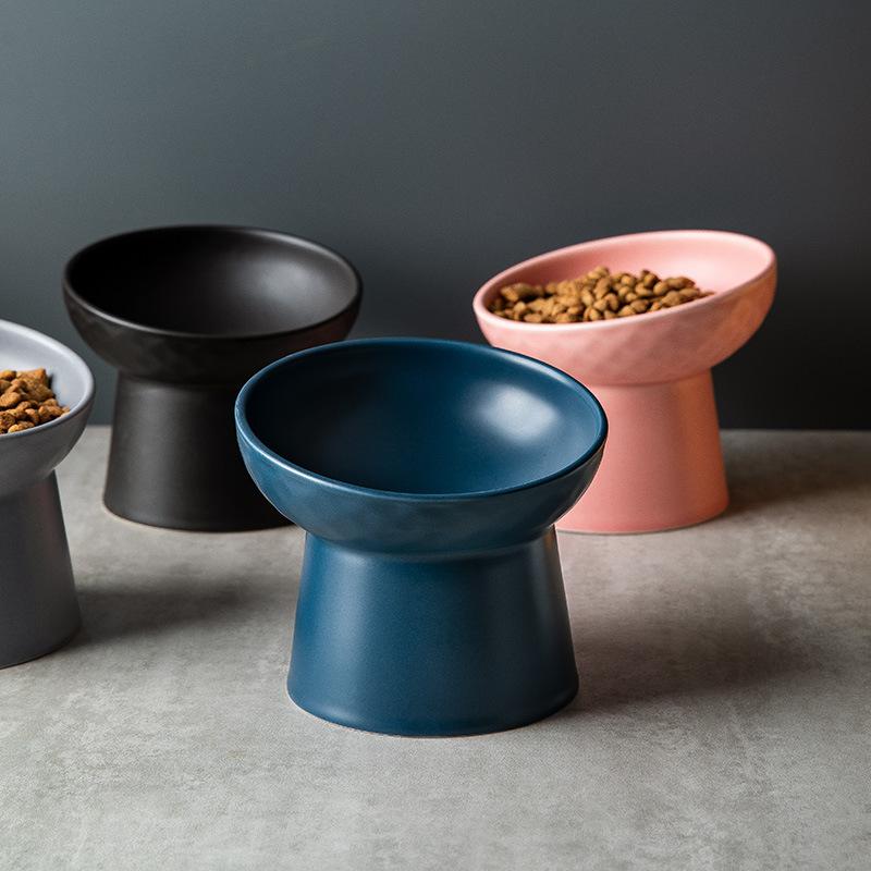Cat Nordic Style Food Water Bowls Pet Animal Ceramic Eating Dishes High Foot Raised Puppy Cats Matte Bowls Elevated Dog Bowls