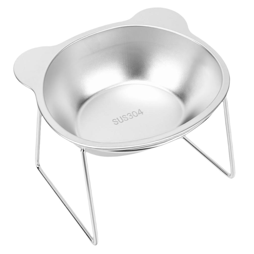 Stainless Steel Raised Cat Bowl Large Capacity Non Slip Base Tilted Raised Cat Food Bowl for Home