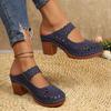 Fashion Shoes for Woman Thick High-heeled Slippers Summer New Hollow Out Female Sandals Casual Baotou Half Slipper Roman Women's Shoes