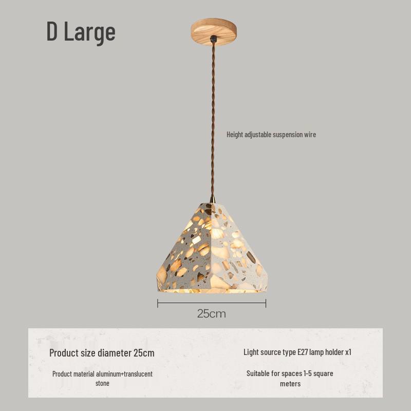 Japanese Wabi-Sabi Yellow Travertine Pendant Light, Retro Mid-Century Style for Bedroom, Homestay, or Restaurant.