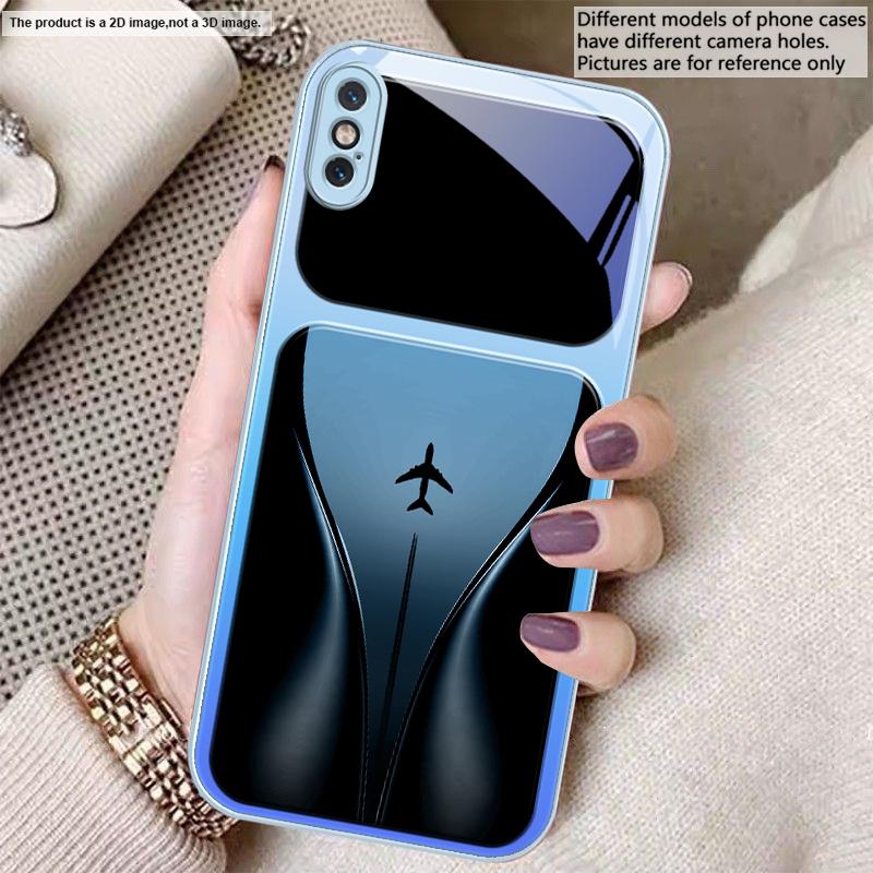 Aircraft in gradual flight For iPhone 17 Air 16 E 15 14 13 Plus 12 mini 17 Pro Max 11Pro XR Xs 7 8 11 Tempered Glass Phone Case