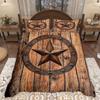 Homewish Retro Texas Star Duvet Cover Set Brown Teal Barn Doot Quilt Cover Set Rustic Vintage Farmhouse Bedding Set