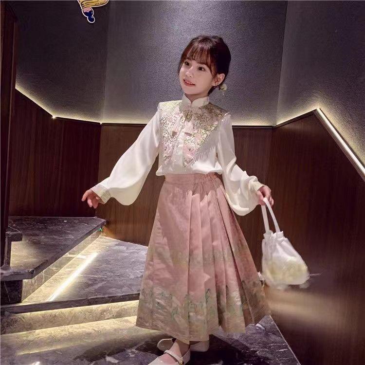 Ming Dynasty Hanfu Skirt Set for Girls - Spring 2026, Tang Suit Chinese Style
