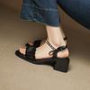 New Comfortable Beach Sandals Women's Round Head Buckle Rear Air Heel Large Size Casual Solid Color Square Heel Summer Sandals Women