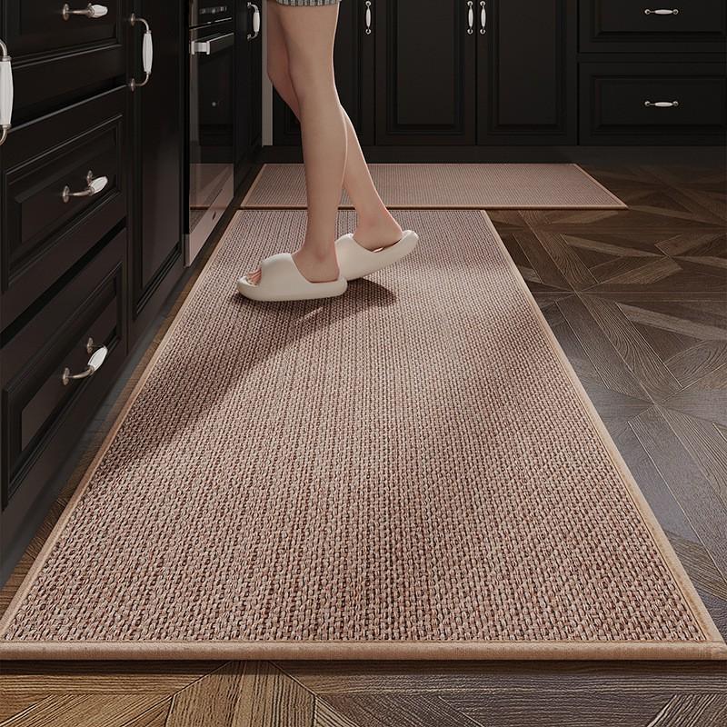 Solid Color Minimalist Kitchen Rug Absorbent Oil-proof Non-slip Floor Mat Home