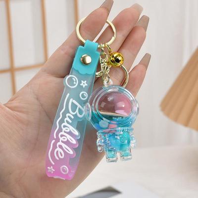 Acrylic Oil-Filled Jelly Bean Astronaut Keychain: Glitter Bottle Pendant Bag Charm