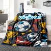 Custom Name Soccer Theme Printed Blanket - Perfect for Couch, Bed, Travel & Outdoor Use | Machine Washable, Cozy & Durable.