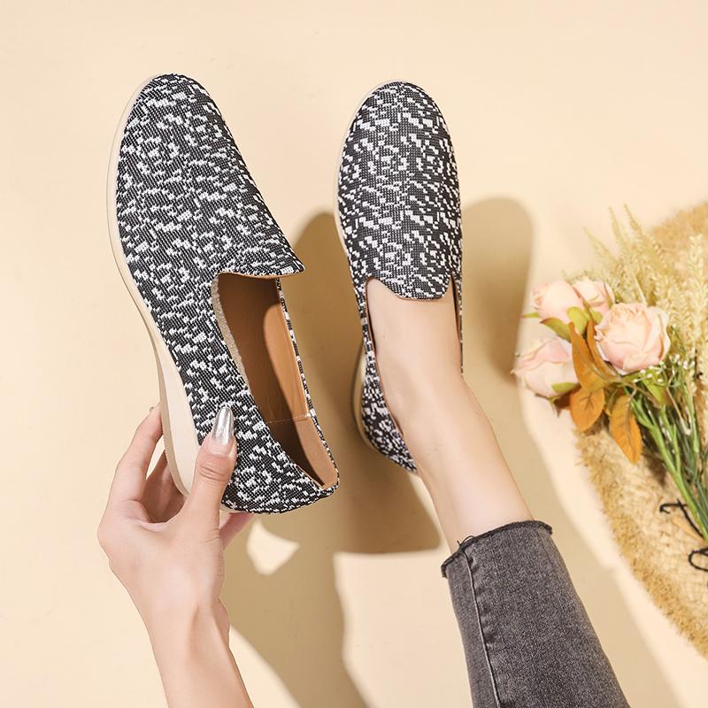 

Модные женские балетки Новые весенне-осенние плоские лоферы Модная повседневная плоская обувь Женские круглые вязаные эластичные удобные кроссовки Женские 36 серый