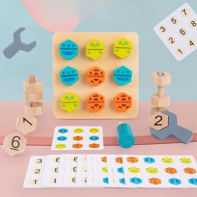 Screw Shape Nuts Matching Puzzle Board Color Puzzle Hand-eye Coordination Training Kids Early Education Toys
