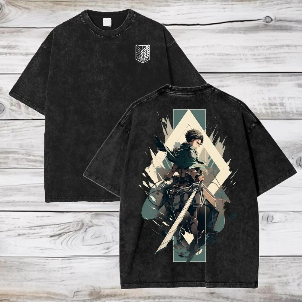 Attack on Titan Eren & Ymir Founding Titan Vintage Washed Oversized T-Shirt | Unisex Anime Streetwear Tee