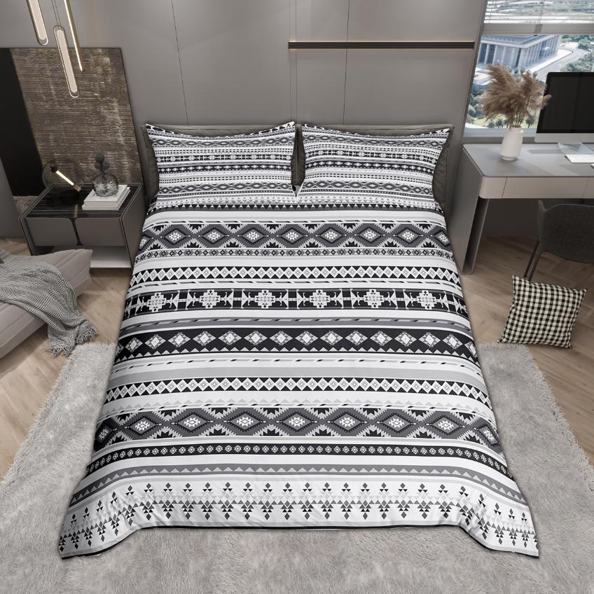 Homewish Vintage Aztec Bettwäsche-Set 2-teilig/3-teilig Bohemian Geometrie Bettwäsche Südwestliches Stammesmuster Bettbezug-Set