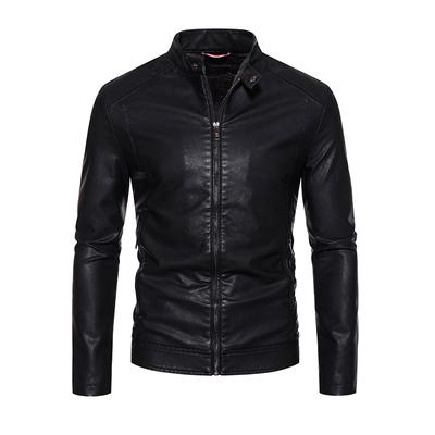 Leather Jacket for Men Korean Style Men's Leather Jacket Stand Collar Business Zipper Leather Jacket Blue Men's Jacket Trendy Pu Leather Jacket