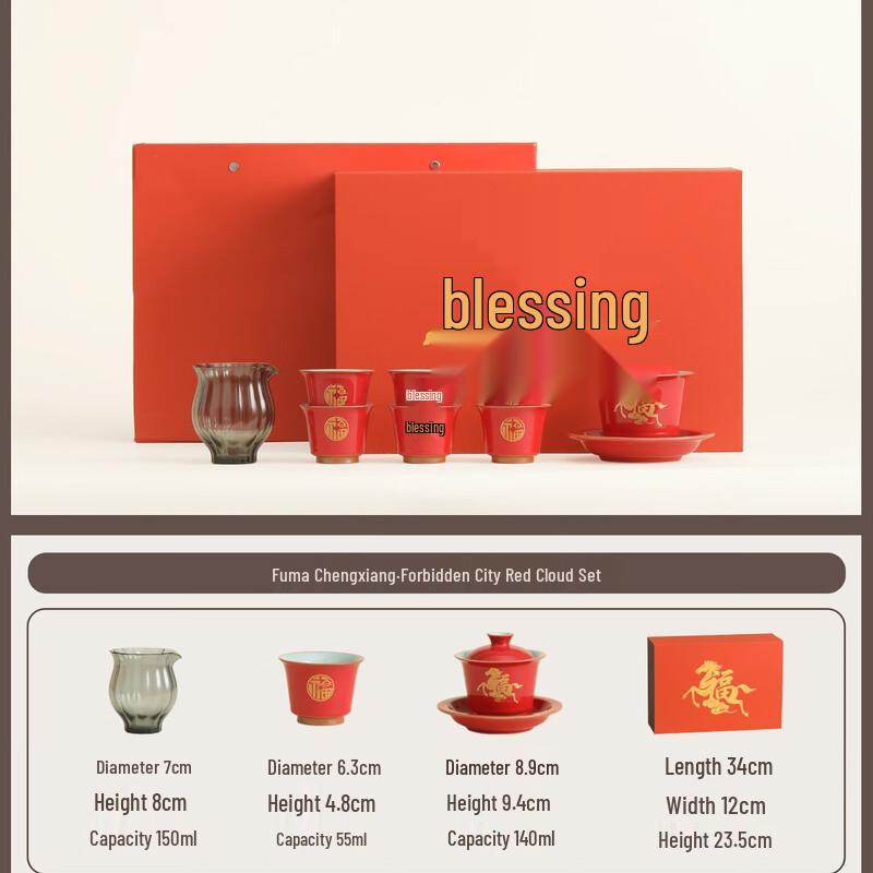 

Auspicious Horse Ceramic Tea Set Gift Box