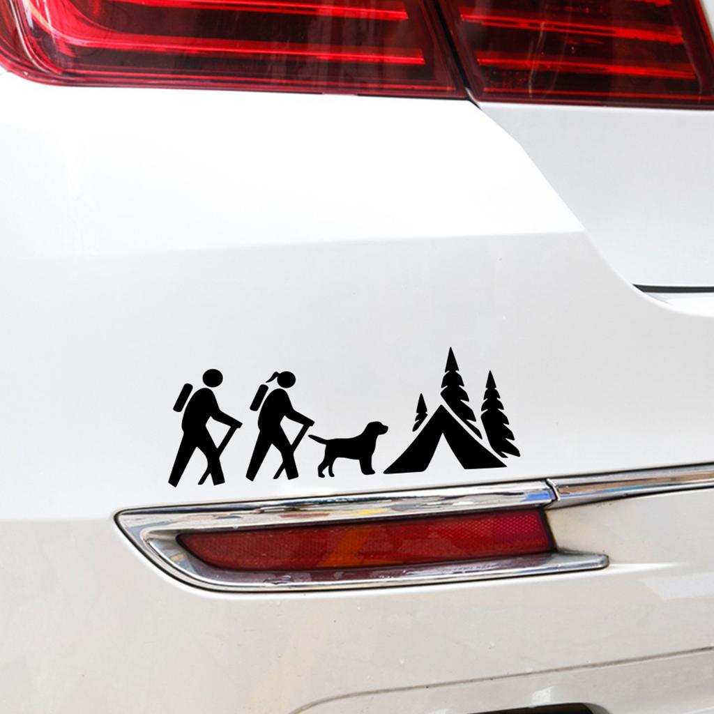 Hiker Dog Camping Tent Decal Sticker for Bumper, rear window, tailgate Adhesion Easy Hiking Life Wall Window Bumper Sticker