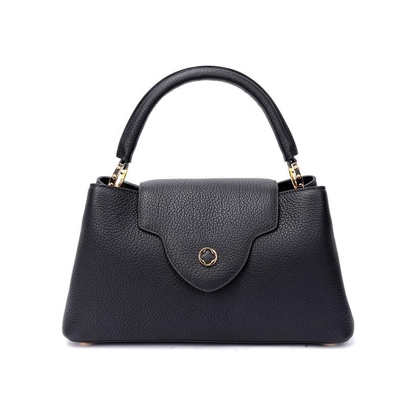 

Кожаная сумочка модная женская сумка сумка-мессенджер сумка на плечо большой вместимости сумка для поездок на работу первый слой коровьей кожи легкая роскошь женская сумка 33*9*19cm чёрный