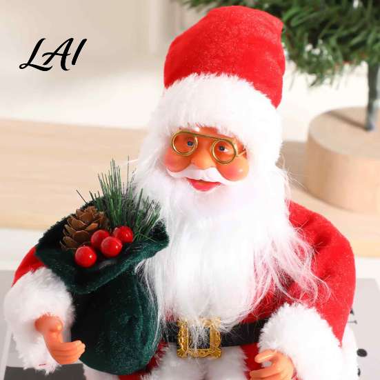 Christmas Sitting Santa Decorations Plush Claus Figurine 11.81 Inch Fabric Party Supplies for Kids Doll Holiday Home Decoration And Festive