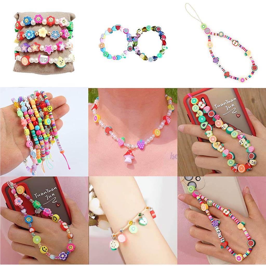 370Pcs/Lot 6mm Flat Round Polymer Clay Beads Chip Disk Loose Spacer Handmade Beads for DIY Jewelry Making Bracelet Necklace