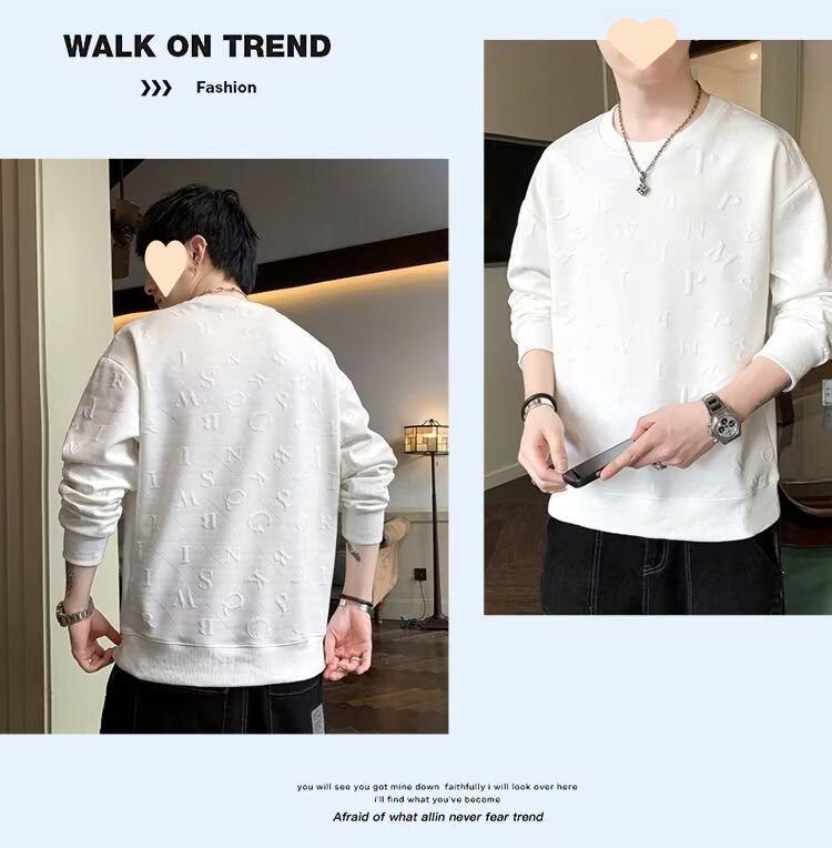 Moletom de Veludo Estilo Coreano Masculino de Inverno - Tendência Loose Fit, Cor Sólida, Gola Redonda