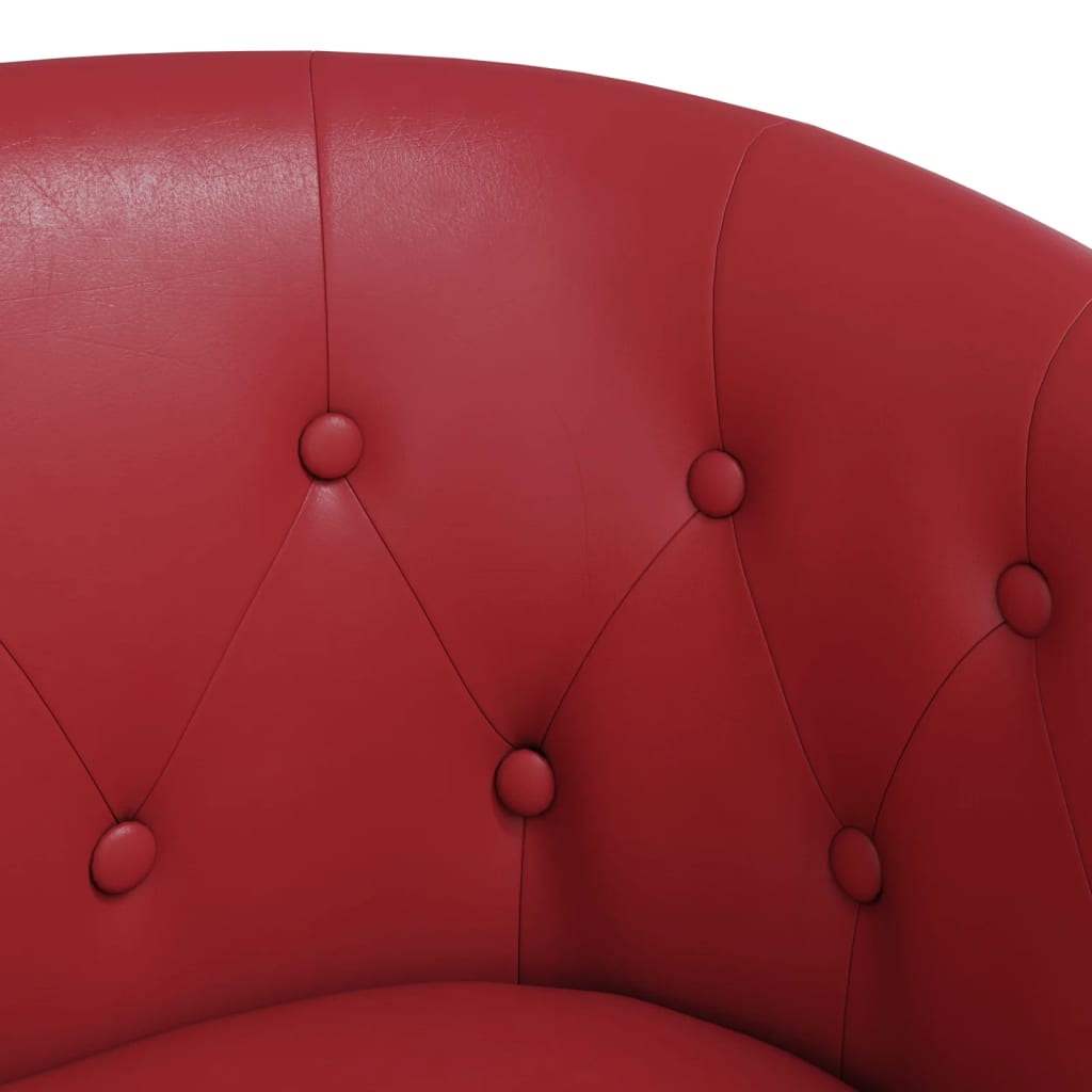 Club Armchair with Footstool Burgundy PU Leather