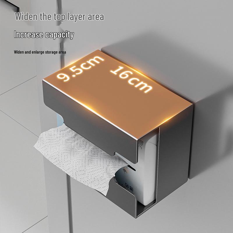 Magnetische Aan de Muur te Bevestigen Keuken Tissuebox en Opbergrek: Zonder boren, Multifunctionele Keukenrolhouder.