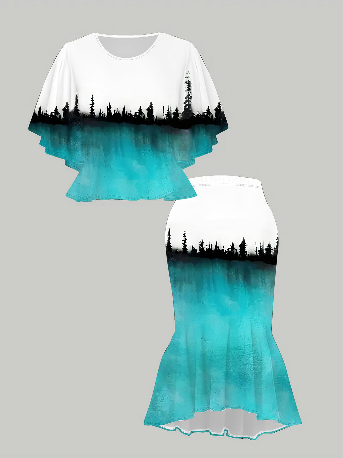 

Женский принт «Классический тотем», напечатанный на 3D-принтере, модный, большого размера, элегантный, универсальный для всех сезонов. Футболка, Юбка и Комплект 1XL синий