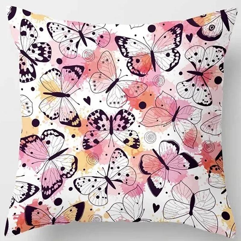 Colorful Butterfly Patterns Pillow Covers Pattern Cushion Cover Suitable For Sofa Bedroom Car Pillow Cover