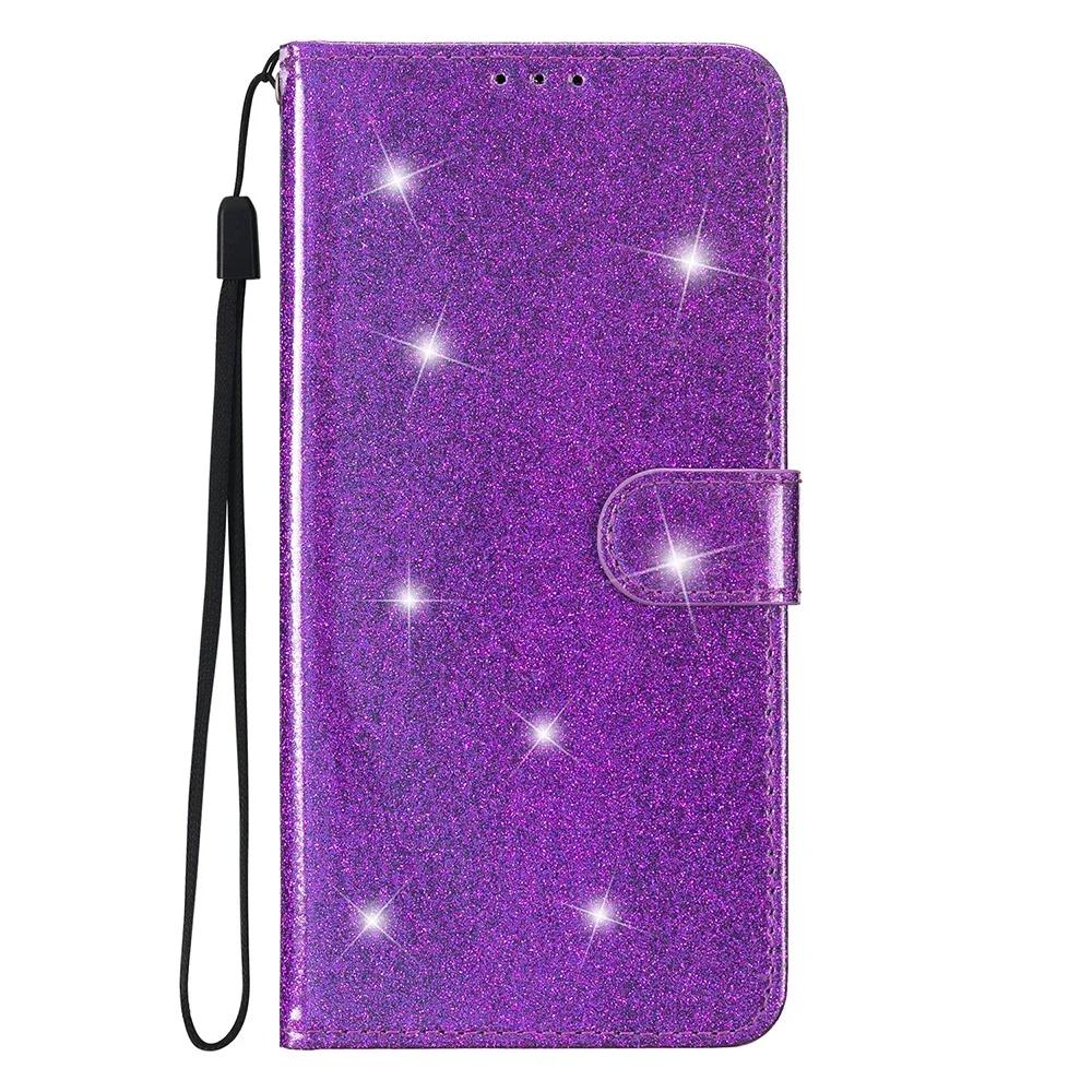 Bling Flash Leather Protect Case For Moto G04 G05 G13 G14 G15 G22 G23 G24 G31 G35 G41 G52 G53 G62 G73 G75 G84 G85 Wallet Cover
