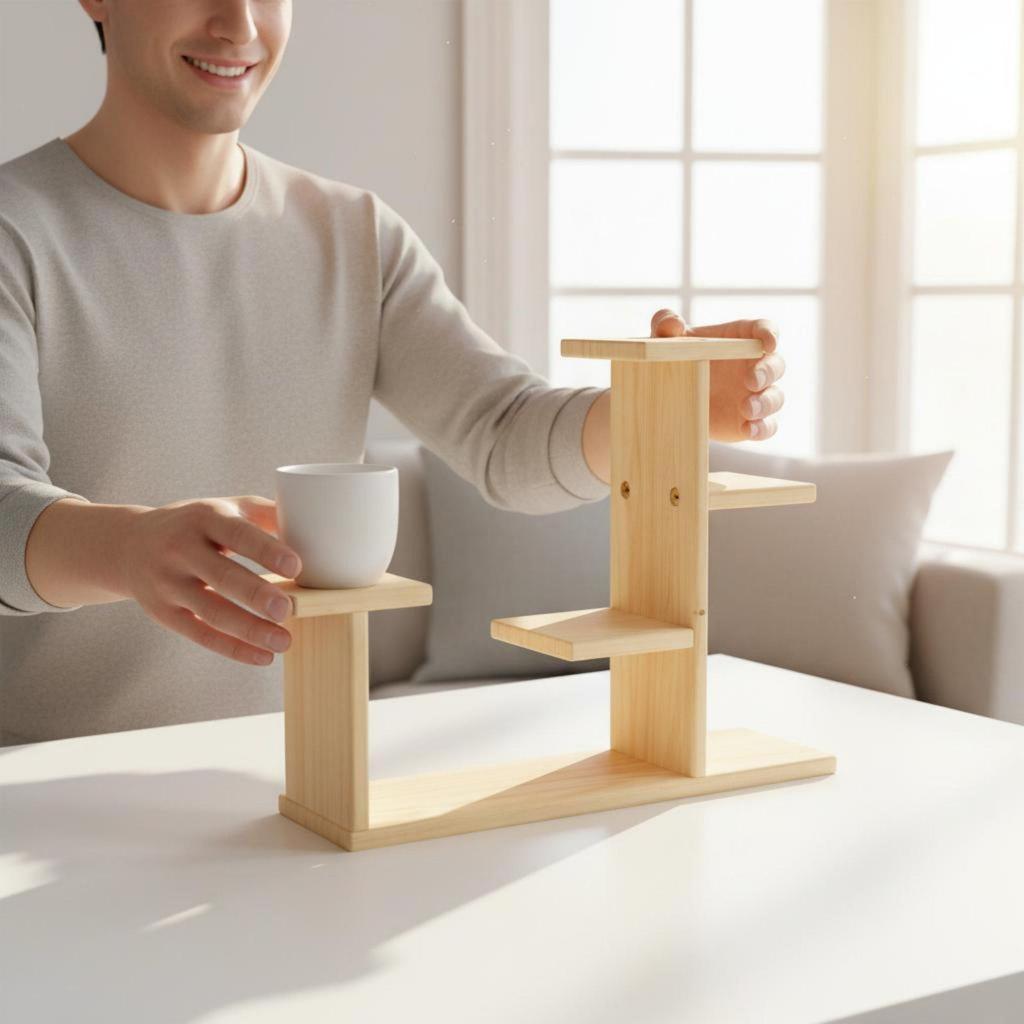 Stand Wood Wooden Tiered Plant Indoor Use Display Shelf for Living Room, Balcony