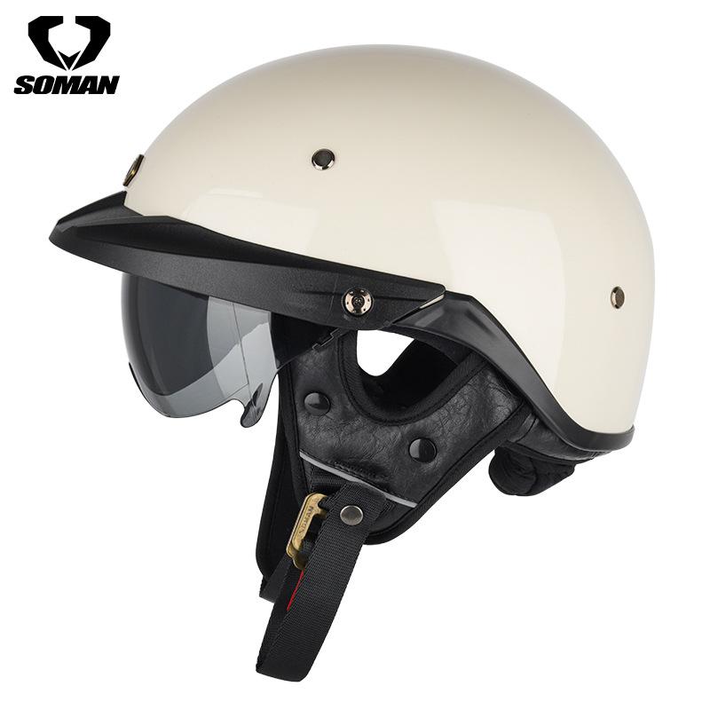 SOMAN New Motorcycle Helmet Riding Half Helmet Universal Men's And Women's Retro Harley Helmet Adjustable H3