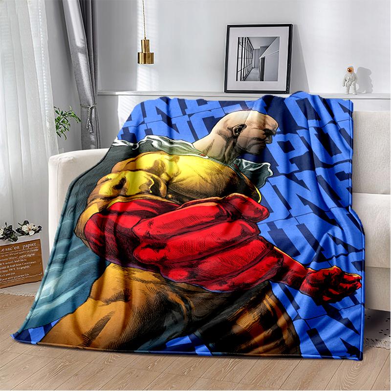 3D One Punch Man Saitama Cartoon Anime Soft Blanket,Soft Throw Blanket for Home Bedroom Bed Sofa Travel Cover Child Gift