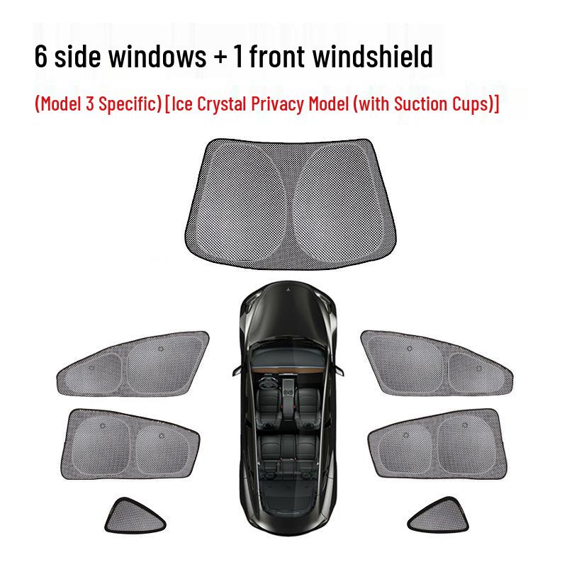 Tesla Model 3/Y Sunshade with Suction Cup - Ice Crystal Opaque Side Window Protection