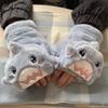 Gloves for Women In Winter Cute Shark Half Finger Plush Thickened Flip Student Fingers To Prevent Cold  Men Keep Warm and Velvet