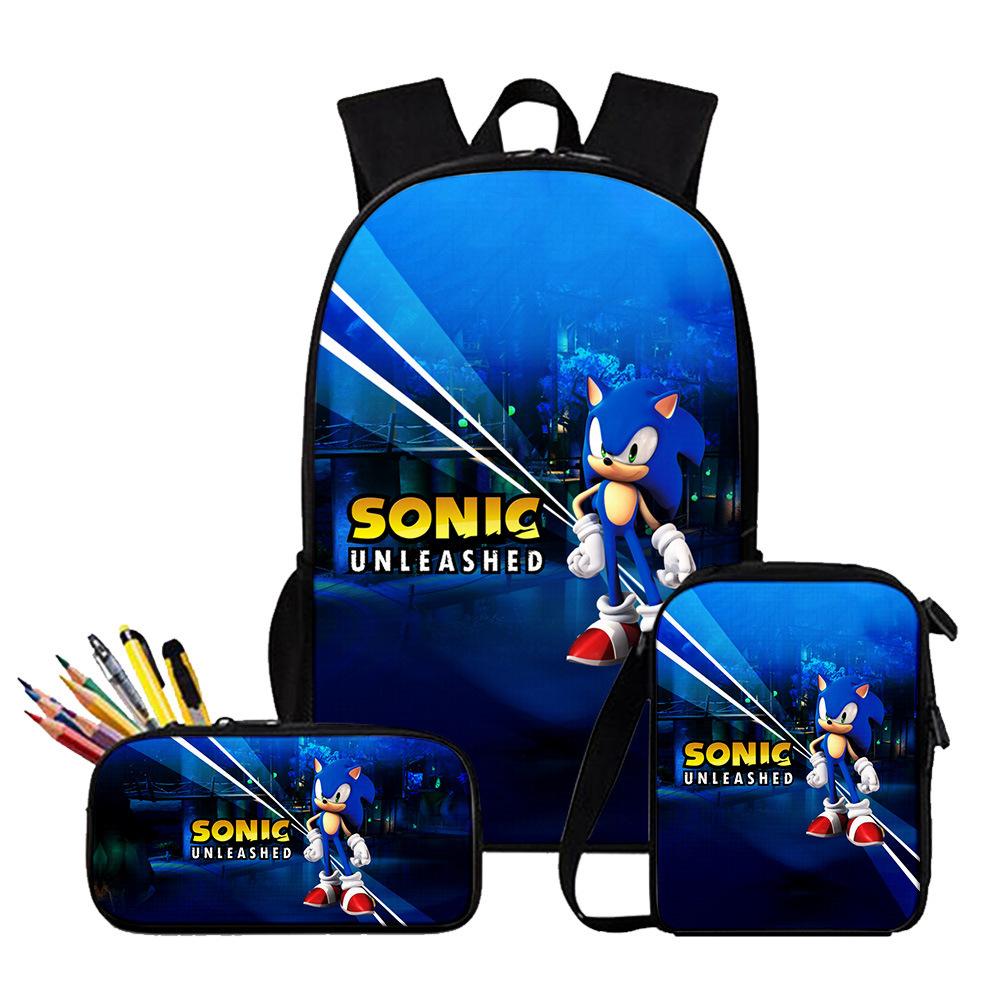 Anime Sonic Backpack Set 3D Printed Backpack Three-Piece Set