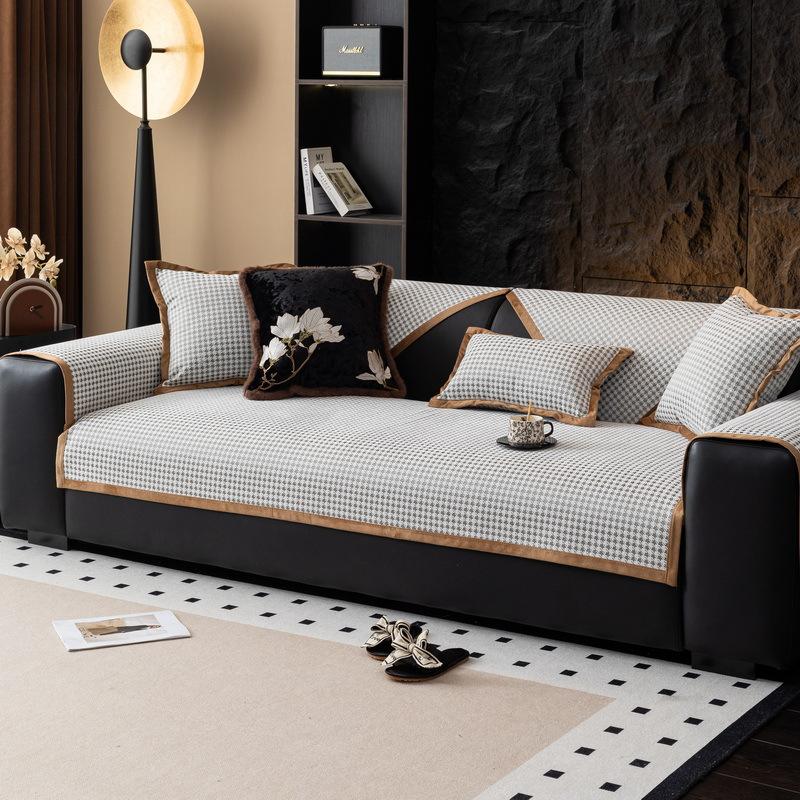 Light Luxury High-End Sofa Cushion Chenier Four-Season Universal  New Non-Slip Leather Seat Cushion Sofa Cover Cover