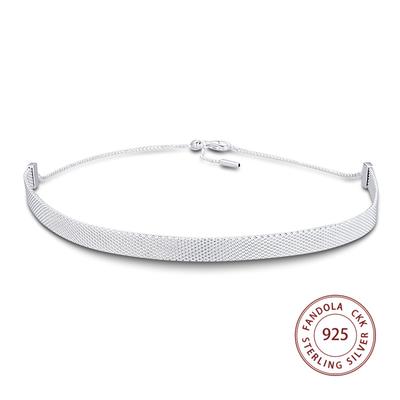 Autentyczny naszyjnik ze srebra próby 925 Reflexions Mesh Choker naszyjniki dla kobiet moda biżuteria Accesorios Mujer