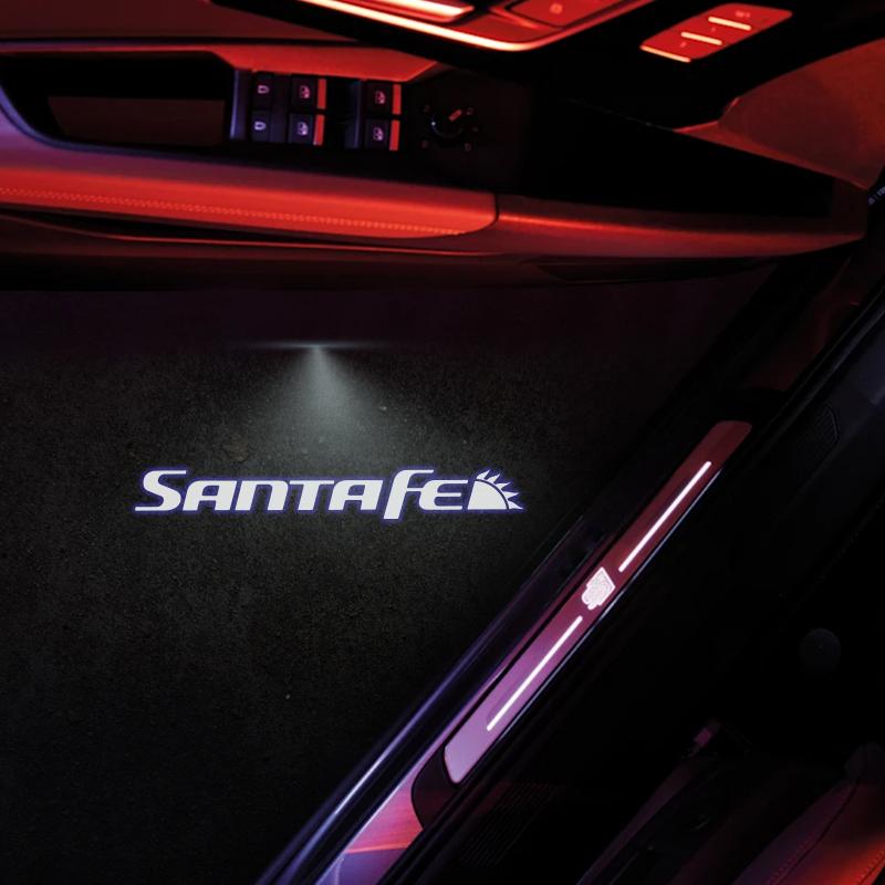 2Pcs LED Car NDSX3 Door SantaFe Emblem Light Welcome Lamp Wireless Projector For Santa Fe