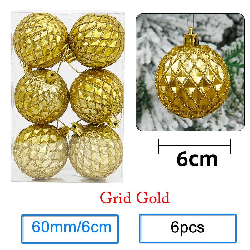 6 Stück/Los 6cm/2,4 Zoll Weihnachtsbaum Dekoration Farbe Hohlkugeln Schmuck Hängende Kugeln Für Haus Bar Party Dekoration
