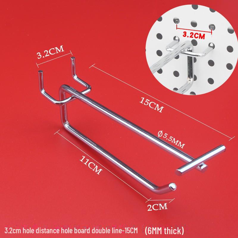Double Line Hook for Supermarket Shelf with Round Hole Board and Price Tag Holder