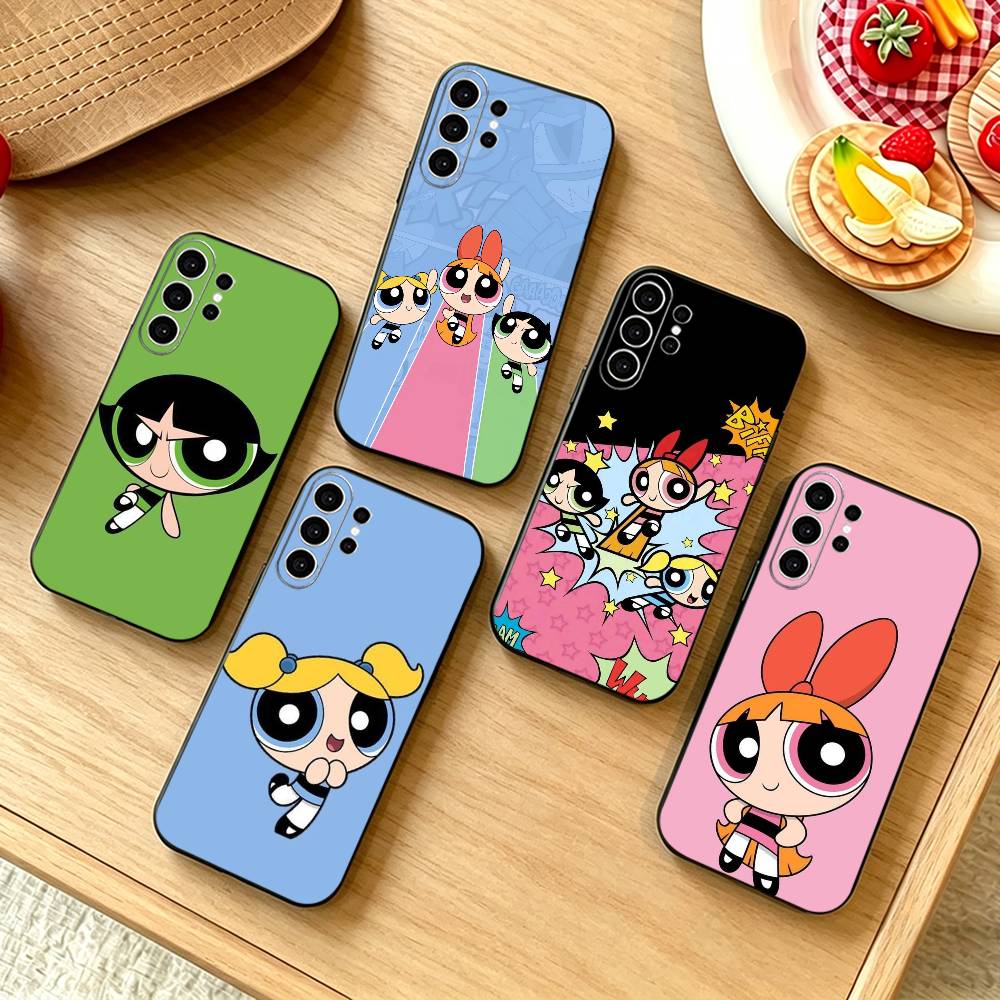 P-Powerpuffs G-Girls Phone Case For Samsung S25,S24,S21,S22,S23,S30,Ultra,S20,Plus,Fe,Soft Silicone Black Cover