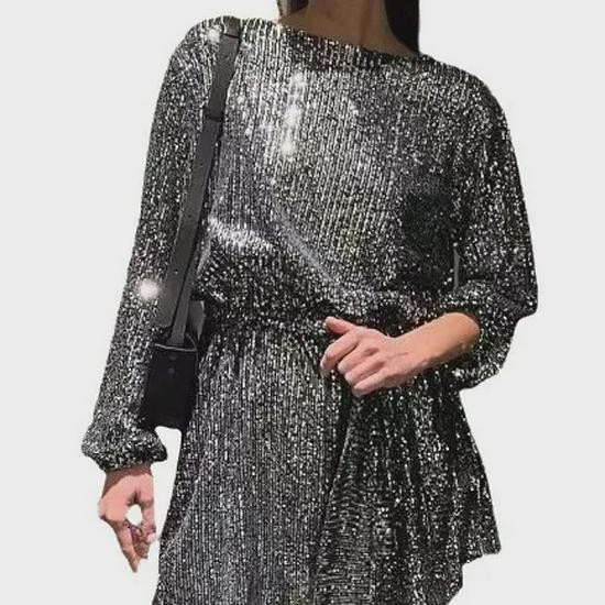 2025 Euro-Amerikanisches Feiertags-Partykleid mit Pailletten und Perlen in Farbe
