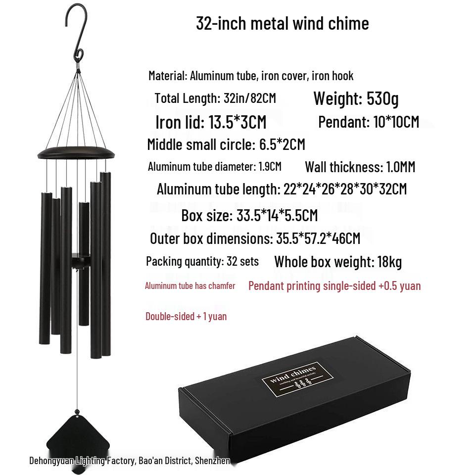 32" Bestseller Aluminum Wind Chime: Deep Tone Sympathy Memorial for Outdoors